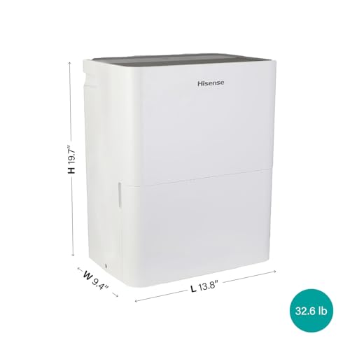 Hisense Energy Star 25-Pint Portable Dehumidifier with Auto-Shutoff, Home Dehumidifier and Moisture Absorber For Basement, Garage