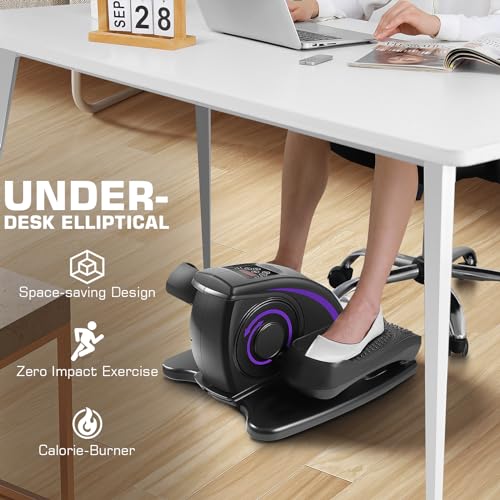 ANCHEER Under Desk Elliptical Machine, Electric Seated Pedal Exerciser, Mini Elliptical Machines for Seniors, LCD Display Monitor, Remote Control