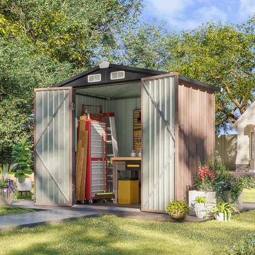 Aoxun 6.2x4 FT Shed Outdoor Storage Shed Metal Garden Shed with Lockable Doors & Slooping Roof Tool Shed Bike Shed for Backyard, Patio