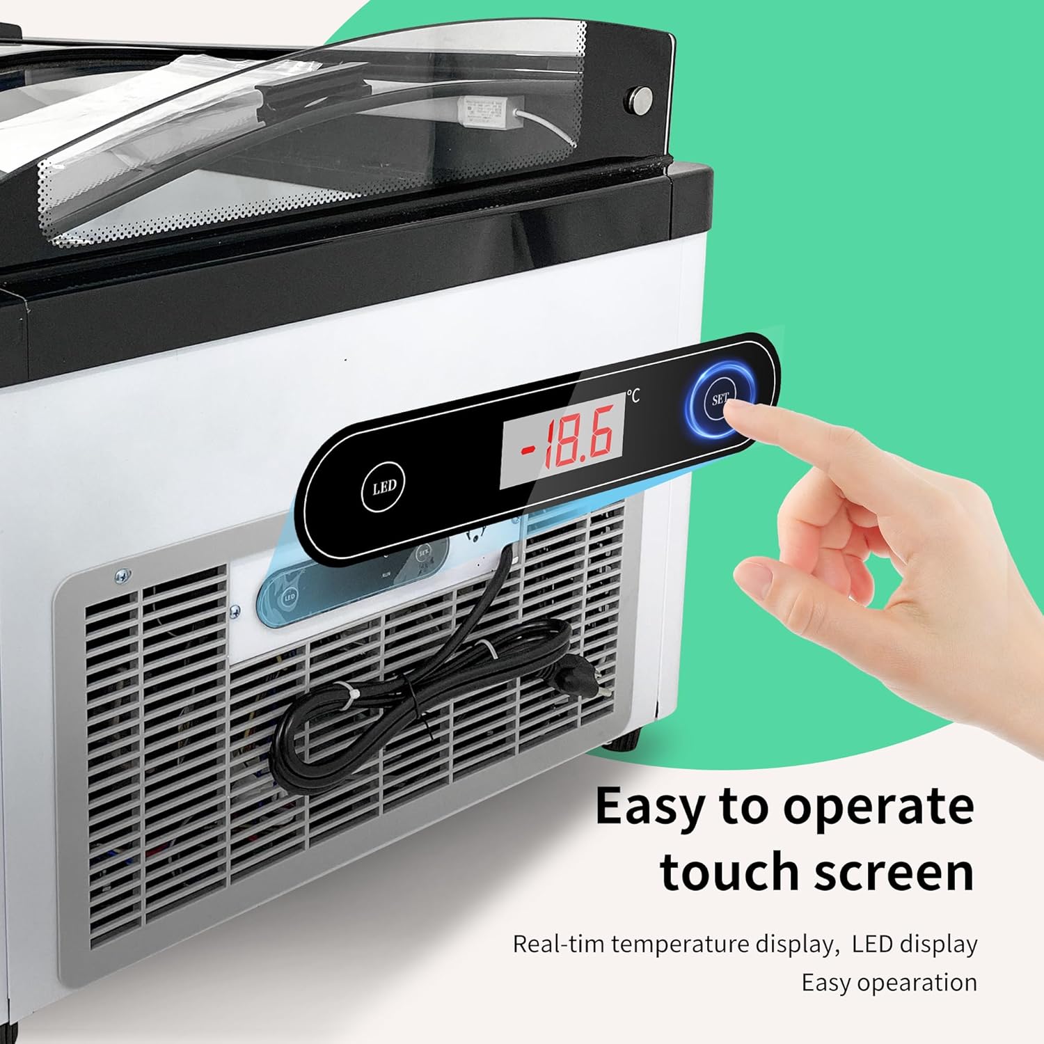Wixkix Commercial Gelato Display Freezer, Countertop Hard Ice Cream Showcase with 6 Round Pan