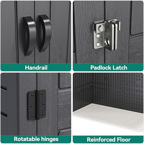 YITAHOME Outdoor Horizontal Storage Sheds w/o Shelf, Weather Resistant Resin Tool Shed, Multi-Opening Door for Storage of Bike, Trash Cans