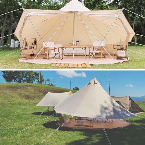 S'more Canvas Bell & Teepee Camping Tent, Water Resistant, Hot Tent with Stove Jack, 4 Season Outdoor Glamping Tent