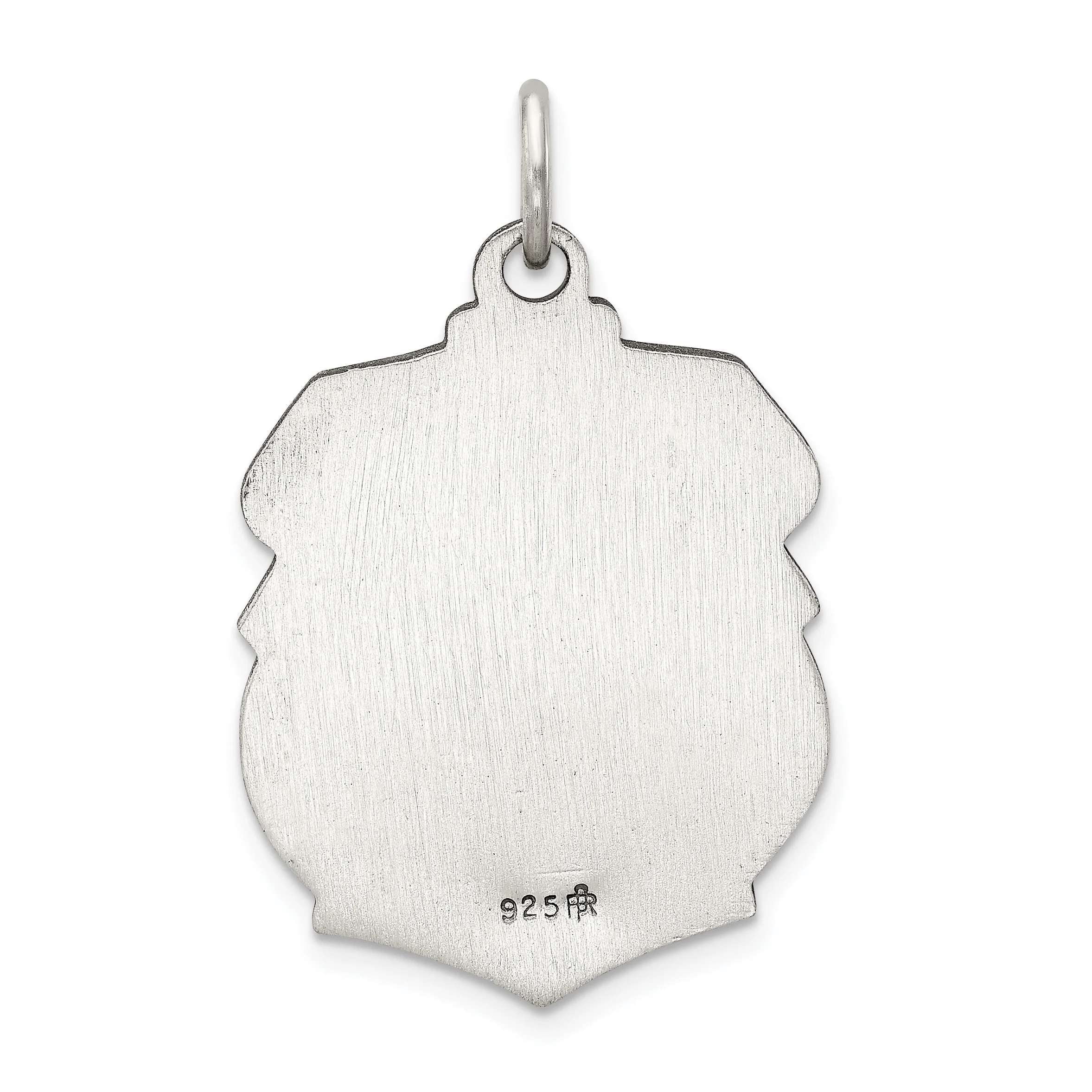 Carat in Karats Sterling Silver Antiqued St. Michael Badge Medal Pendant (31mm x 21mm) With Sterling Silver Rope Chain Necklace 18''
