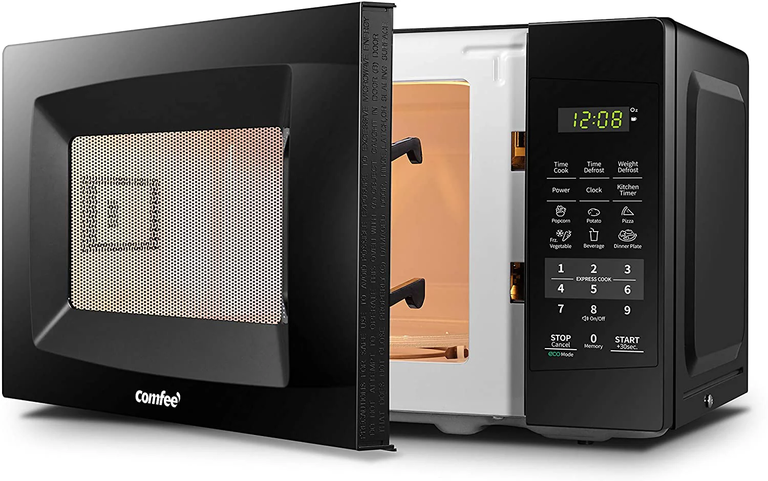 COMFEE' EM720CPL-PMB Countertop Microwave Oven with Sound On/Off, ECO Mode and Easy One-Touch Buttons, 0.7cu.ft, 700W, Black