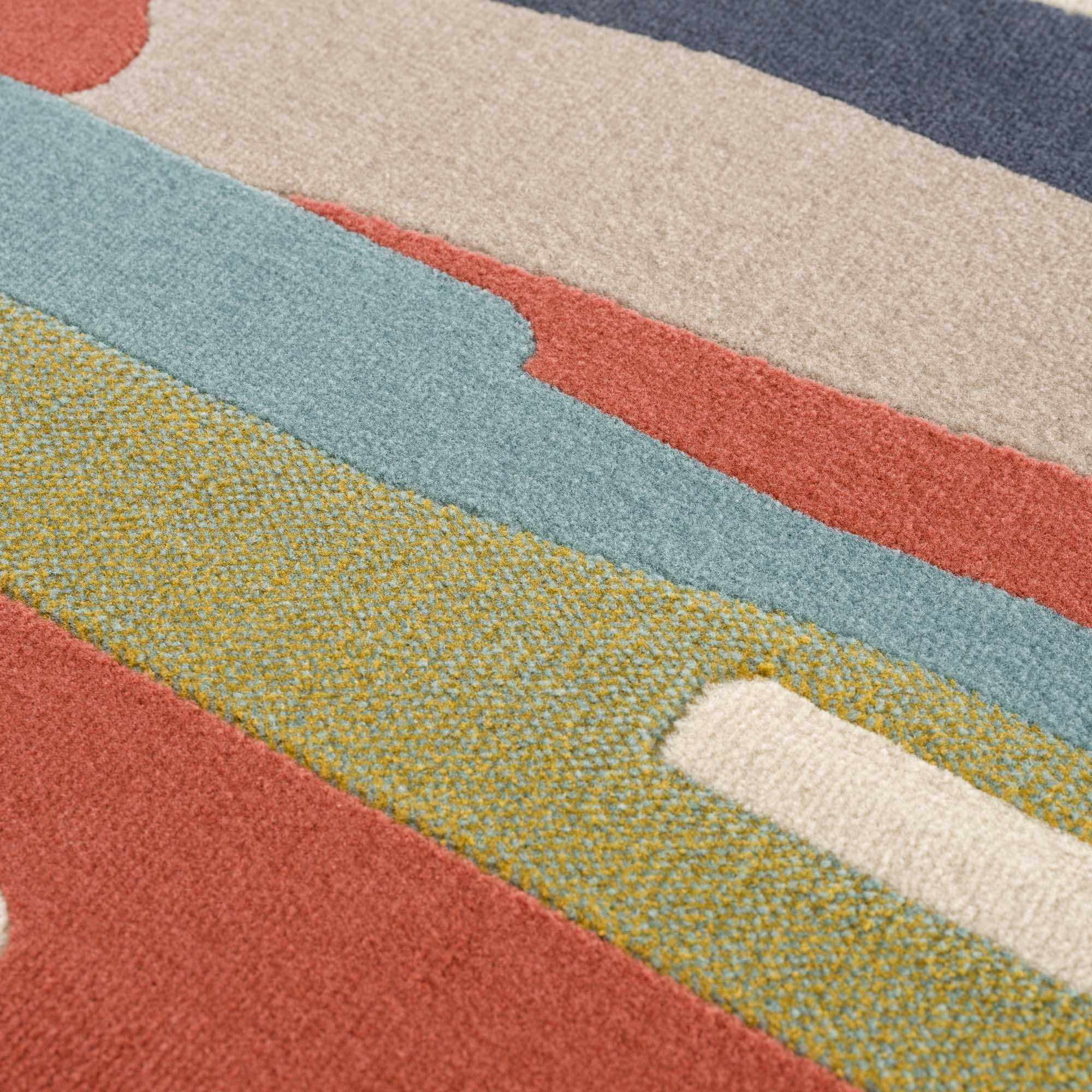 Southfields Modern Farmhouse Contemporary Living Room Bedroom Kids Room Multicolor Area Rug - Colorful Rainbow Striped Modern Rug Carpet - Red