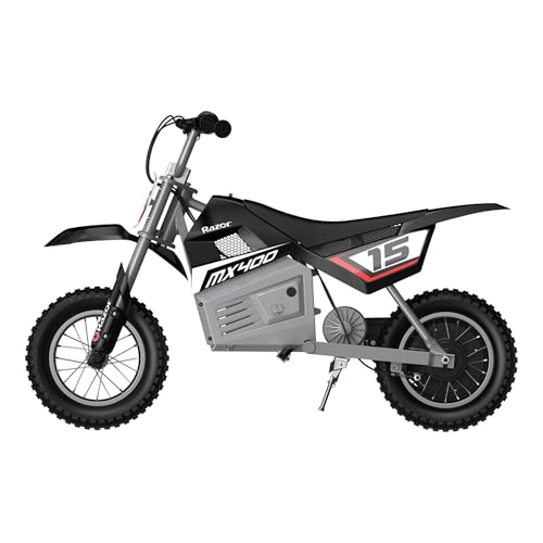 Razor MX400 Dirt Rocket - Electric-Powered Dirt Bike for Kids 8+, Up to 14 MPH, High/Low Speed Switch, Up to 60 Minutes Ride Time