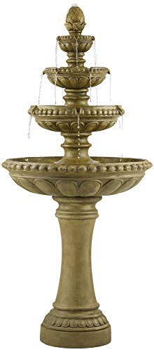 Sag Harbor 66" High Stone 4-Tier LED Outdoor Floor Fountain