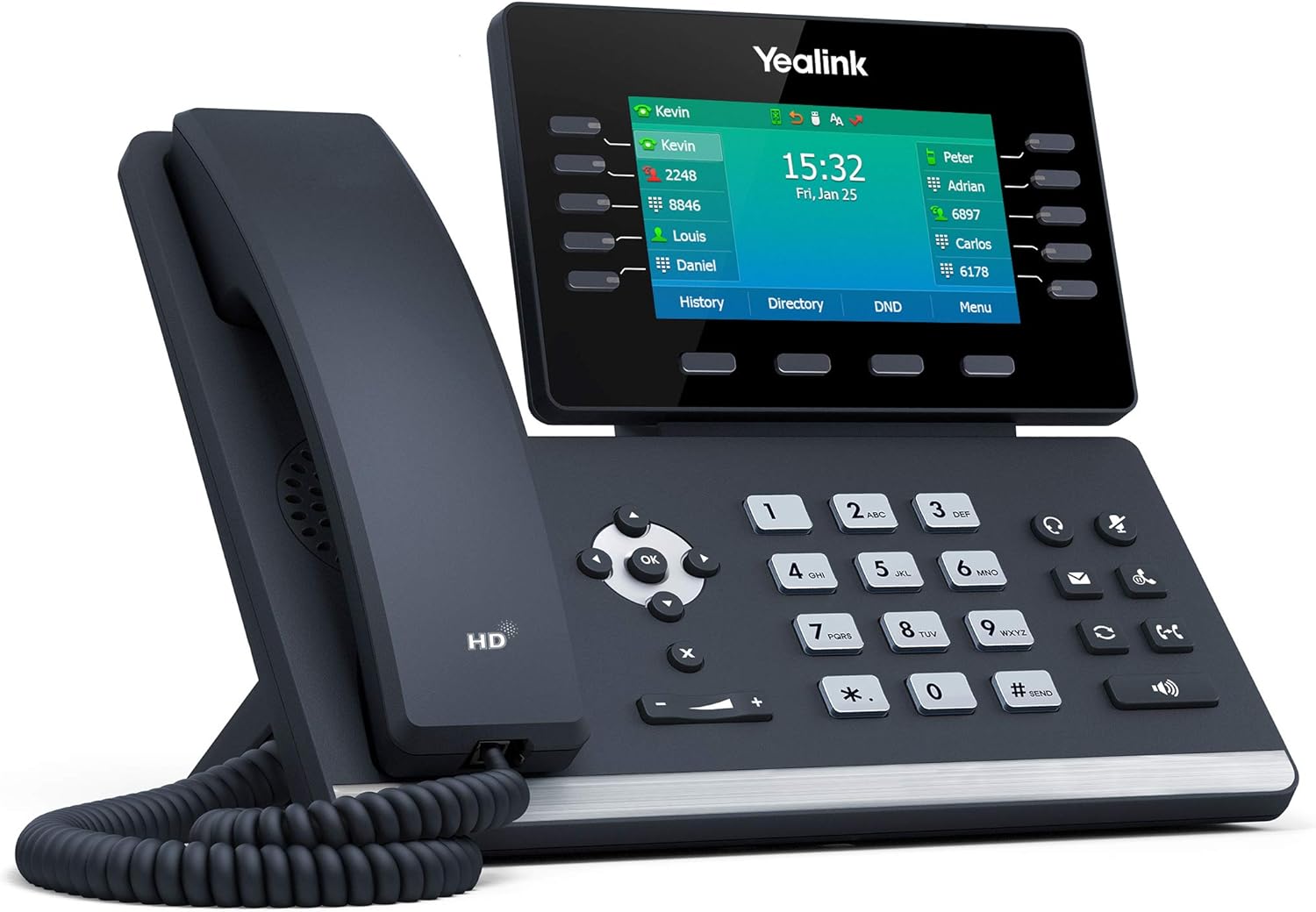 Yealink T54W IP Phone, 16 VoIP Accounts. 4.3-Inch Color Display. USB 2.0, 802.11ac Wi-Fi, Dual-Port Gigabit Ethernet, 802.3af PoE
