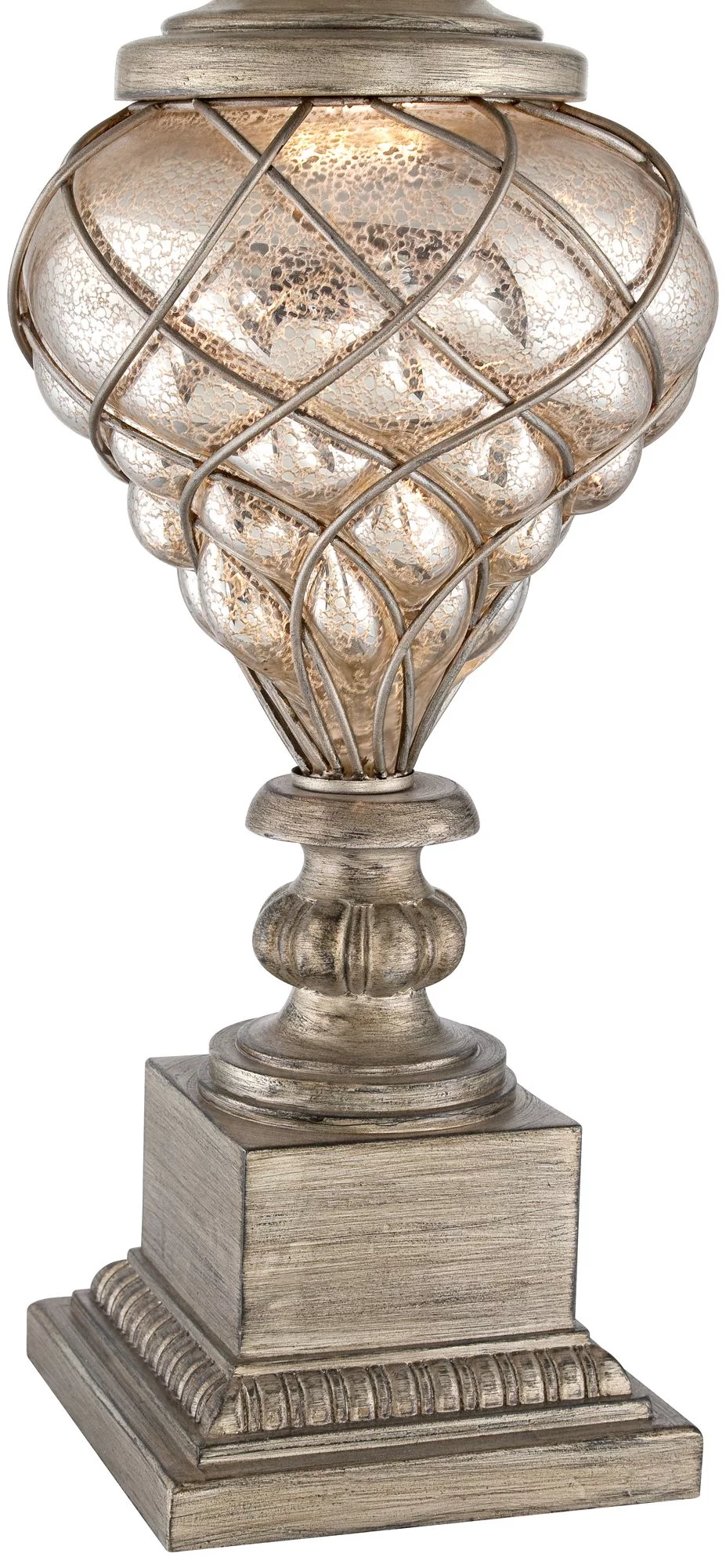 Barnes and Ivy Luke 33 3/4" Tall Large Traditional End Table Lamps Set of 2 LED Night Light Gold Silver Finish Mercury Glass
