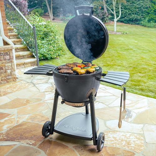 Char-Griller® AKORN® Kamado Charcoal Grill and Smoker with Cast Iron Grates, Warming Rack and Locking Lid with 445 Cooking Square Inches in Graphite