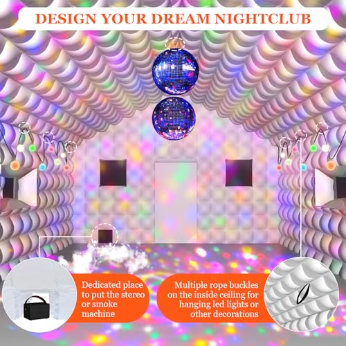 Inflatable Nightclub 20x16.5x12 Ft, Large White Inflatable Party Club Tent for Adults Birthday Backyard Wedding Rental, 2 Doors and Logo Area