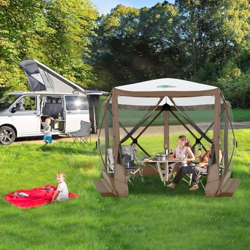 COBIZI 12x12ft Pop up Gazebo Screen Tent Screen House for Camping, Camping Outdoor Screened Gazebo, Canopy Tent