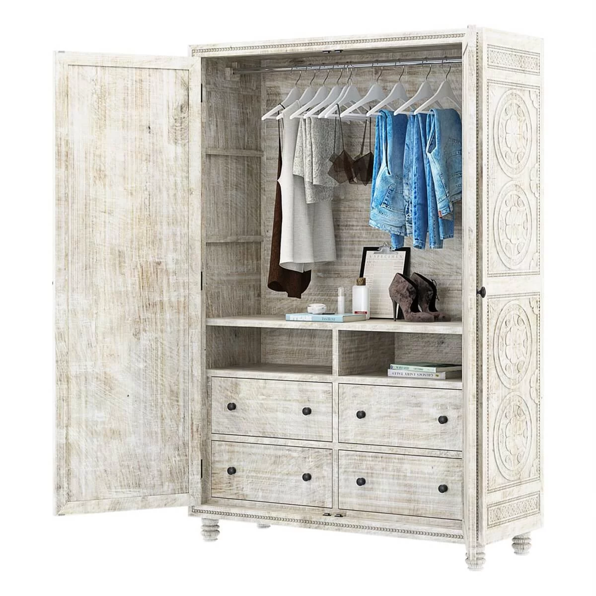 KHALIFA Hand carved Wardrobe Armoire