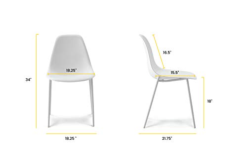 POLY & BARK Isla Modern Kitchen Chairs Set of 4 - Plastic Dining Chair with Metal Legs