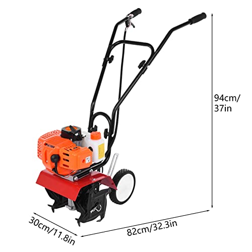 Rototiller Gas Powered 2 Stroke with 1.2L Fuel Tank, 52cc 9000RPM Tiller Cultivator with 7.8-Inch Width, 6-Inch Depth Work