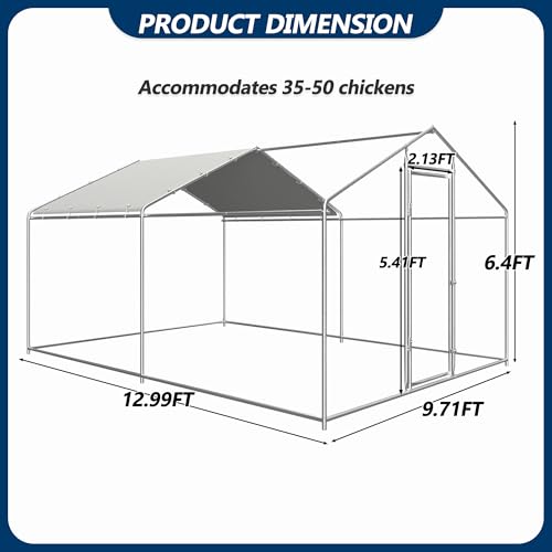 COVERONICS Metal Chicken Coop Run - Outdoor Large Chicken Coop with Waterproof Cover and Security Lock