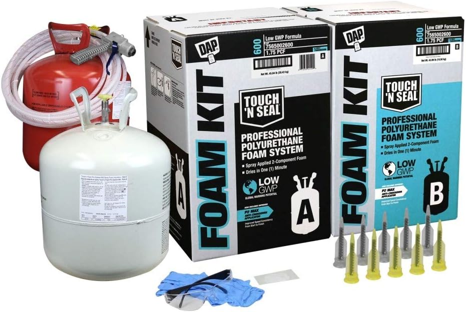 DAP 7565002600 Touch 'n Seal 600 BF Low GWP 1.75 PCF FR ICC Closed Cell Spray Foam Insulation Kit with Pre-Connected Hoses