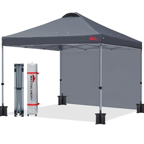 MASTERCANOPY Durable Pop-up Canopy Tent with 1 Sidewall (10'x10',White)