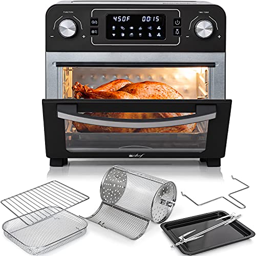 Deco Chef 24 QT Countertop 1700 Watt Toaster Oven with Built-in Air Fryer and Included Rotisserie Assembly, Grill Rack, Frying Basket