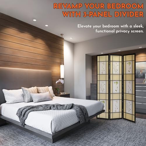 Legacy Decor 3 Panels Room Divider - Portable & Foldable Freestanding Room Privacy Screen - 71” Tall Botanical Floral Dressing Screen