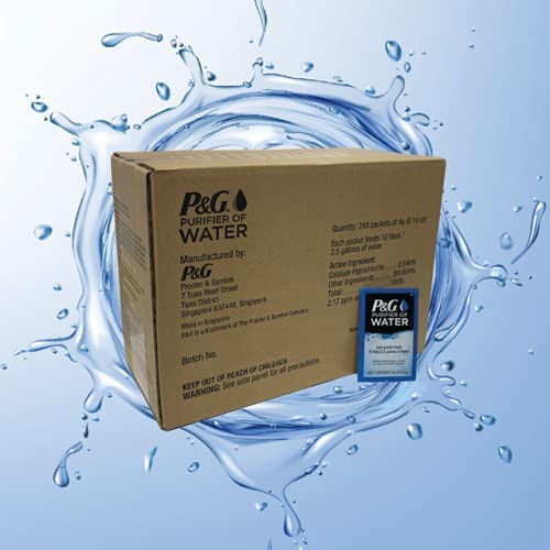 P&G Purifier of Water Portable Water Purifier Packets. Emergency Water Filter Purification Powder Packs for Camping, Hiking, Backpacking, Hunting