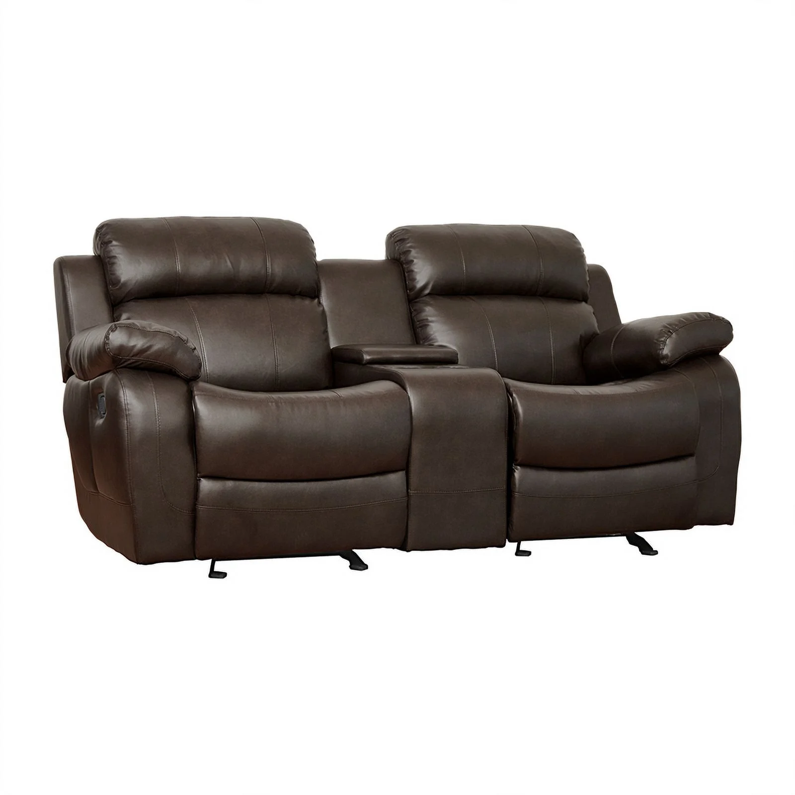 Lexicon Marille Faux Leather 2-Piece Manual Reclining Sofa Set in Brown