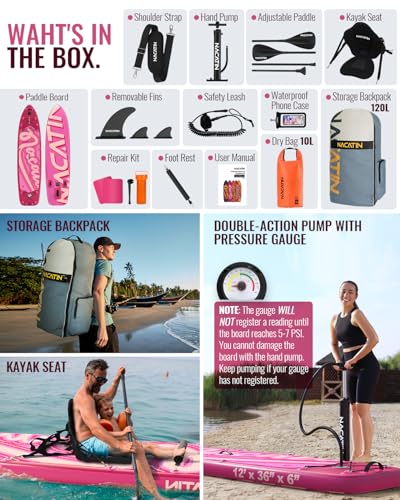 Inflatable Stand Up Paddle Board 12' with Kayak Seat & Dual Paddles &ndash