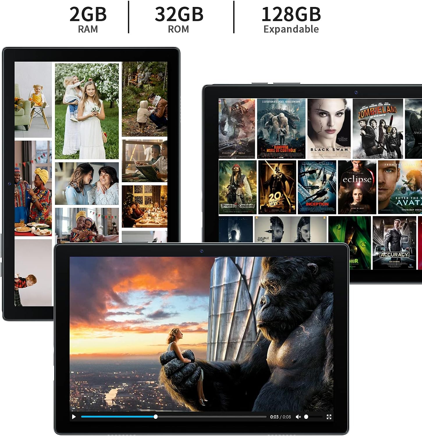Android Tablet 10 inch, 10 inch Tablet, Android 10.0 OS, 2GB RAM, 32GB ROM, Quad Core Processor, 1280x800 HD IPS Screen, 2MP+8MP Dual Camera