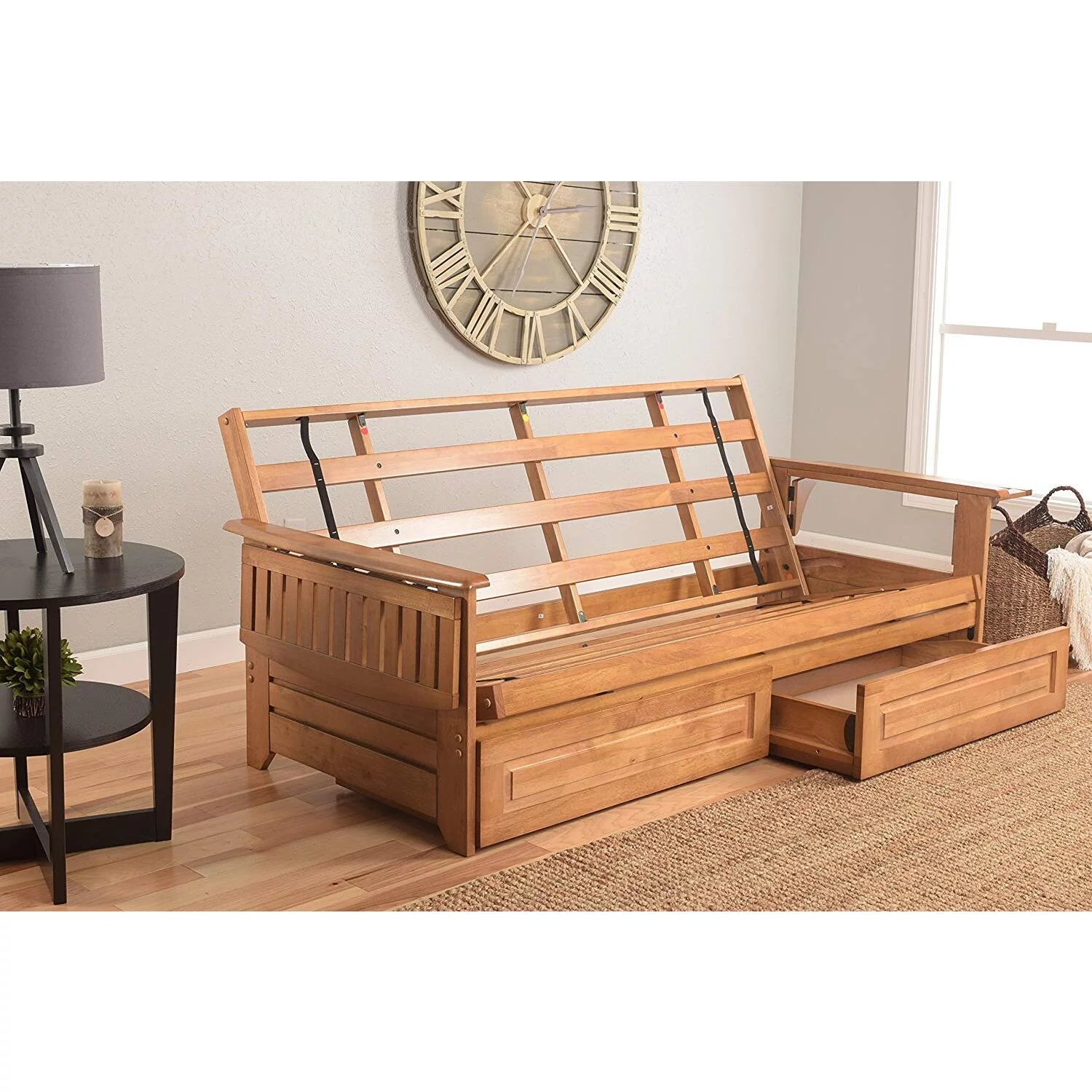 Albany Futon in Barbados Finish, Twill Black Mattress