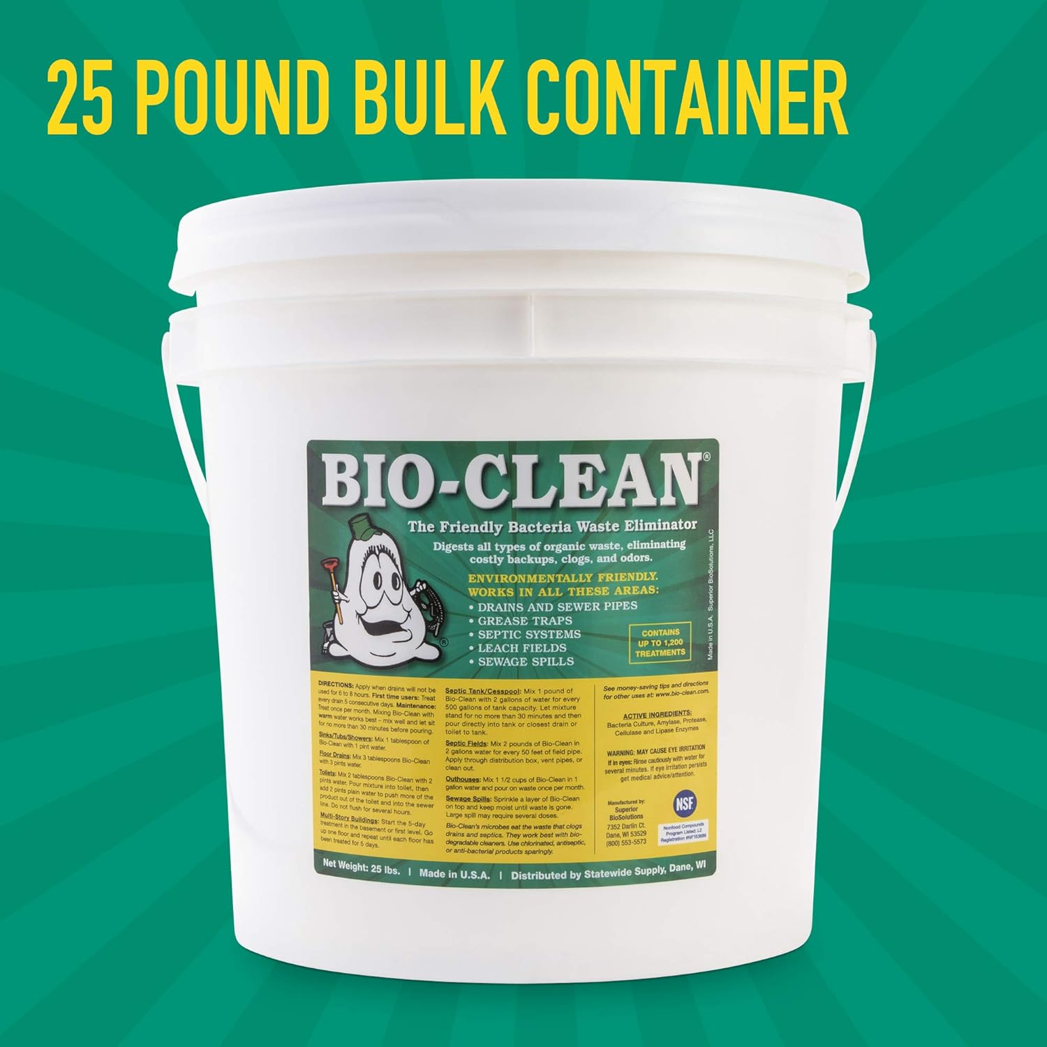 Drain Septic Bacteria (25lb Bulk) Cleans Drains- Septic Tanks