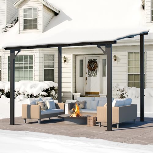 AECOJOY 10&rsquo; x 10&rsquo; Gazebo, Wall Mounted Gazebos Pergola on Clearance, Outdoor Patio Lean to Gazebo Awnings for Deck, Porch