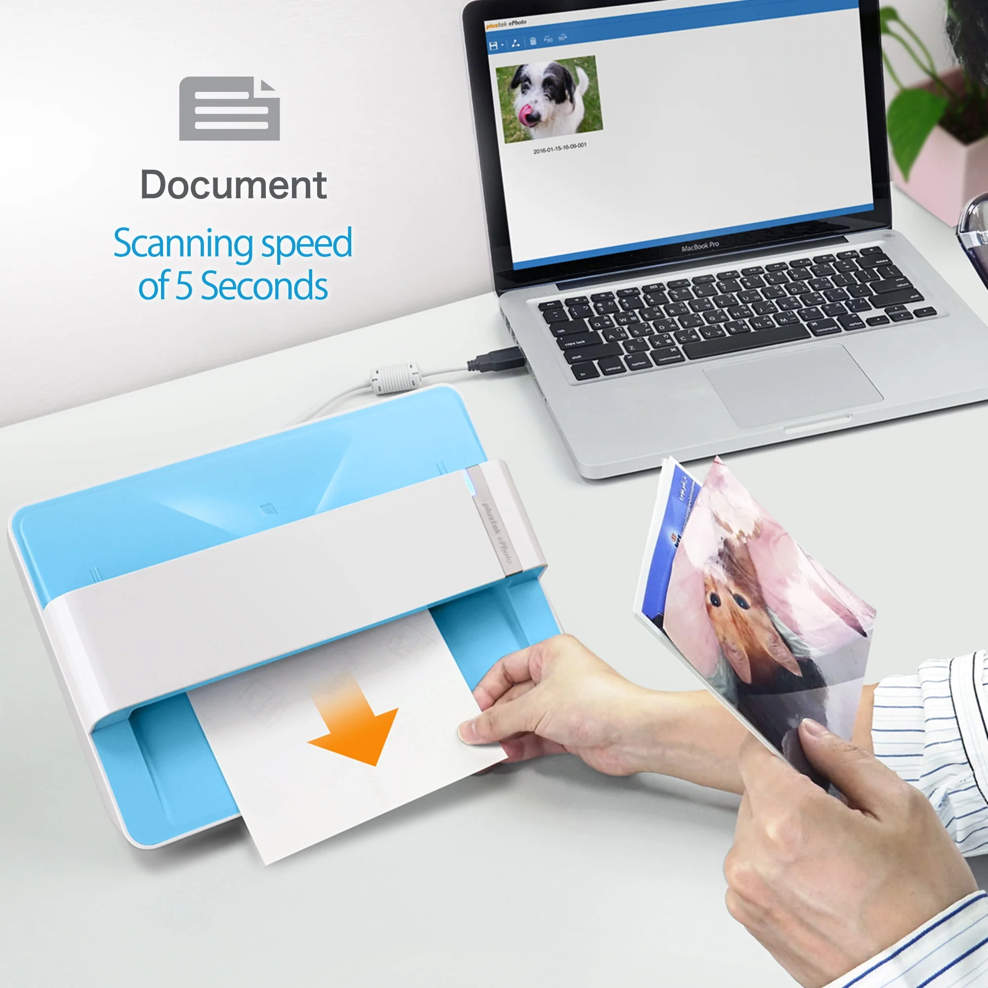 Plustek Photo Scanner - ephoto Z300, Scan 4x6 Photo in 2sec, Auto Crop and Deskew with CCD Sensor. Support Mac and PC