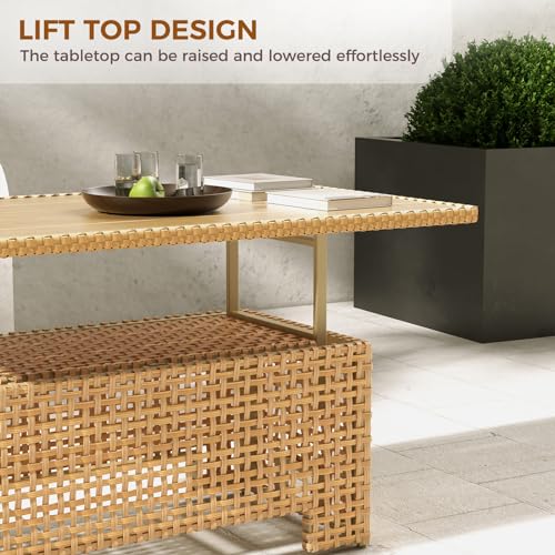 Grand patio 7-Piece Wicker Patio Furniture Set, Boho Outdoor Conversation Set Sectional Sofa with Water Resistant Thick Cushions and Coffee Table