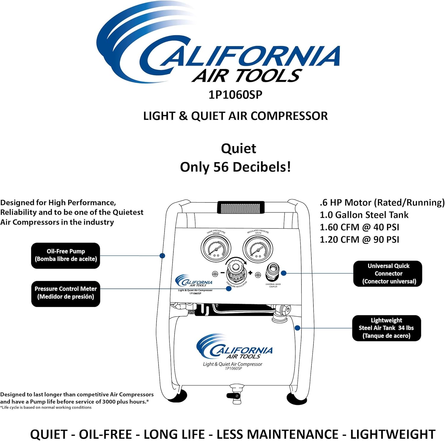 CALIFORNIA AIR TOOLS CAT-1P1060SP GAL 56DB Air Compressor