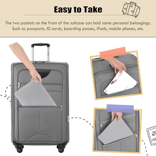 Merax Suitcase Set Softside 3-Piece Expandable Luggage with TSA Lock Spinner Wheels Lightweight Upright Luggage with Travel Bag(22/26/30 IN