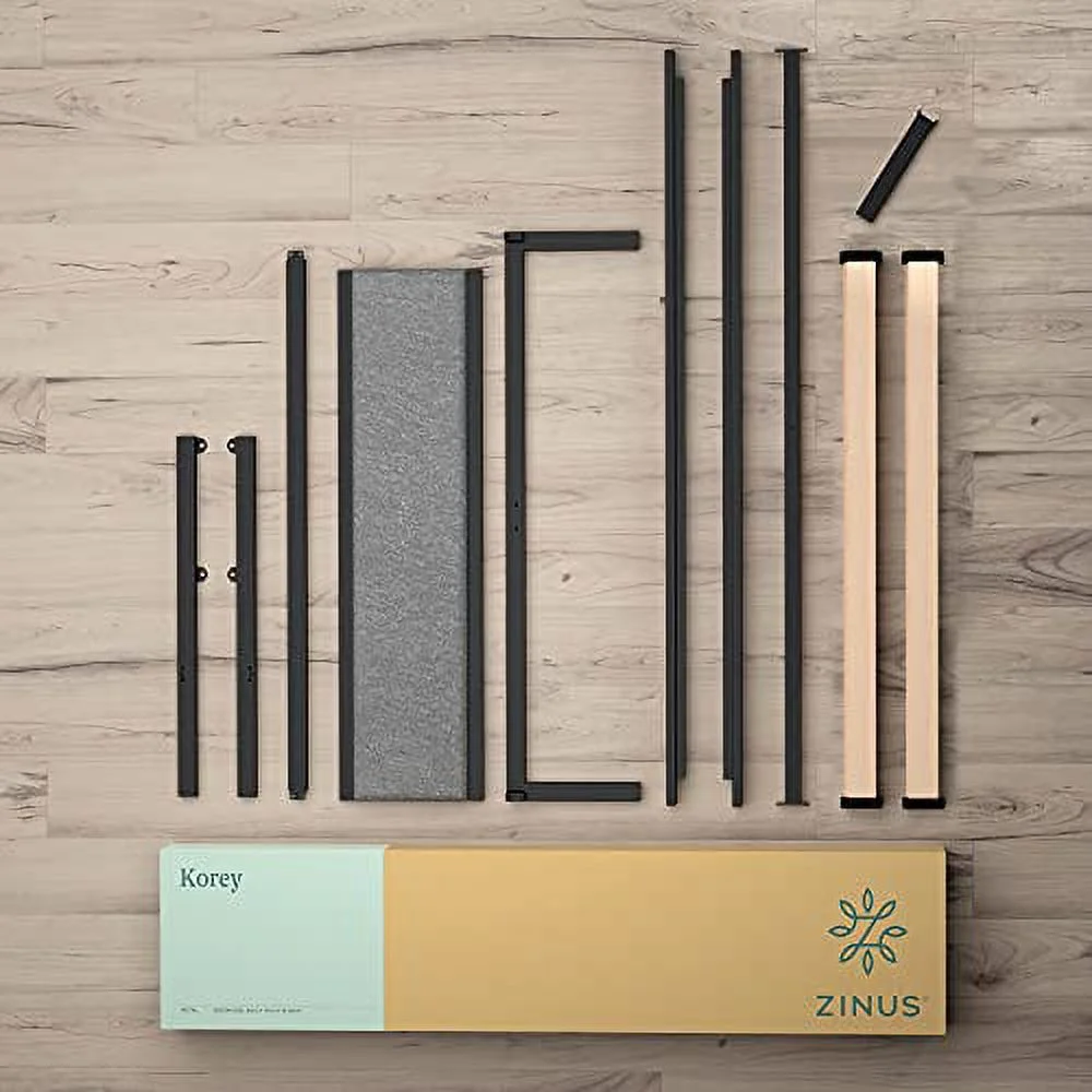Zinus Korey 14" Steel Platform Bed Frame with Upholstered Headboard and Wood Slat Support, Twin