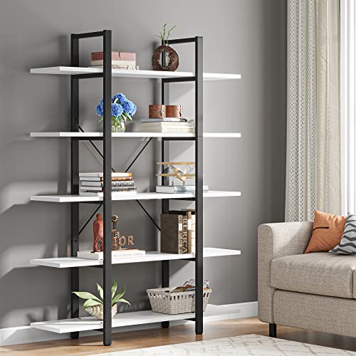 Tribesigns 5-Tier Bookshelf, Vintage Industrial Style Bookcase 72 H x 12 W x 47L Inches, Black