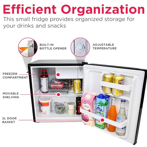 Frigidaire EFR176 Retro Compact Fridge with Chiller Mini Refrigerator with Built-in Bottle Opener for Office, Bedroom, Dorm Room or Cabin
