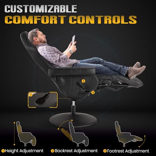 Massage Gaming Recliner Chair with Cup Holder & Side Pockets – Ergonomic PU Leather Video Gaming Chair with Footrest, Manual Recline