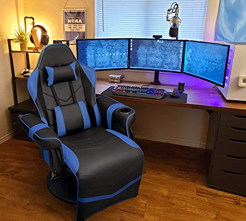 Homall Computer Racing Style Pu Leather Ergonomic Adjusted Reclining Video Gaming Single Sofa Chair with Footrest Headrest and Lumbar Support (Black)