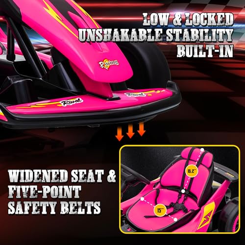 24V Electric Go Kart for Kids, Crazy Drift Cart with 400W Motors, EVA Tires, Max Speed 8.1 MPH, Music, Wireless