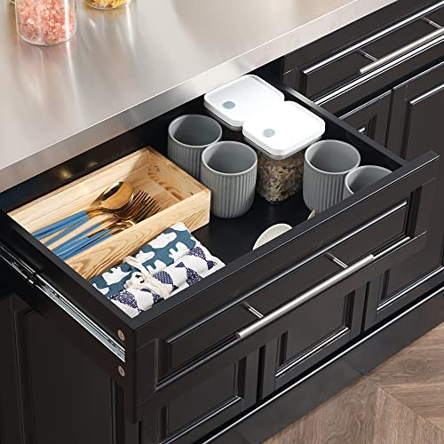 HOMCOM Rolling Kitchen Island Cart with Wheels, Portable Island Table for Kitchen with Stainless Steel Top, Adjustable Shelves, 2 Drawers, Spice