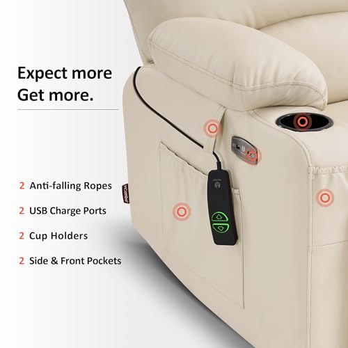 MCombo Oversized Power Lift Recliner Chair for Elderly, Lift Chair with Heat and Massage, Lift Recliner for Big and Tall, Cup Holders