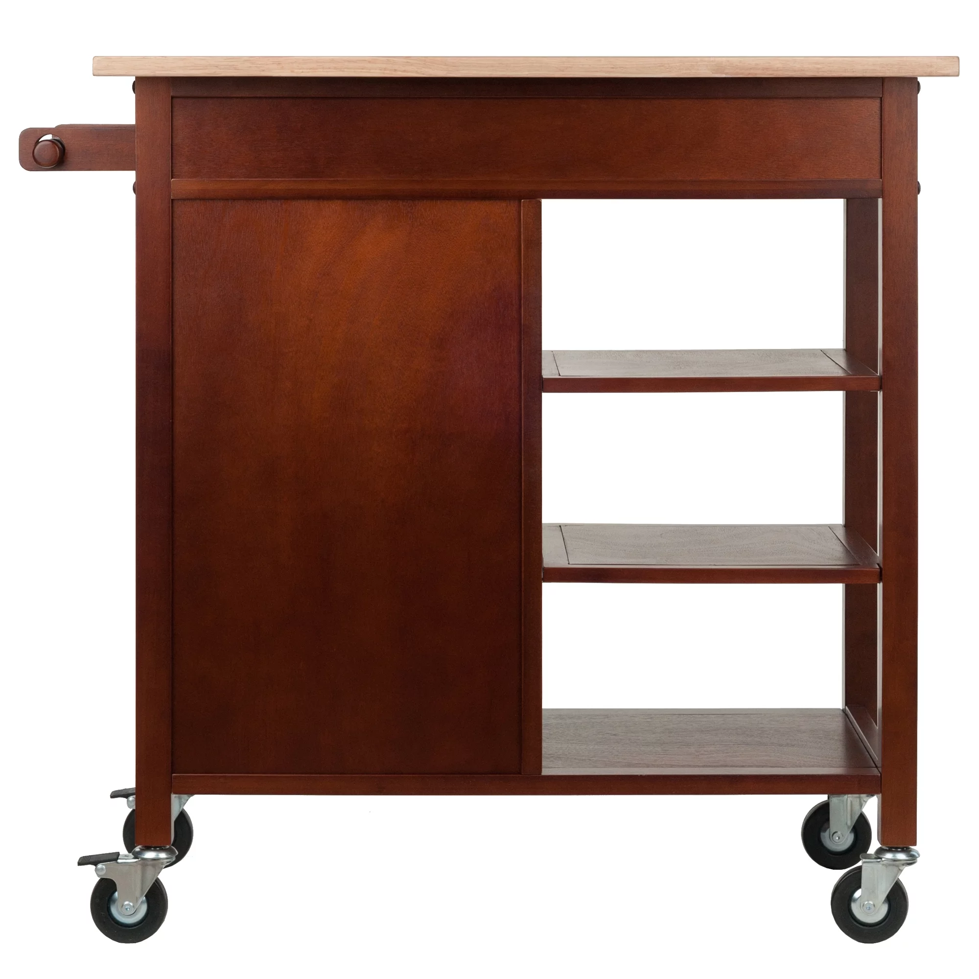 Winsome Wood Marissa Kitchen Utility Cart, Two-Tone, Natural & Walnut Finish