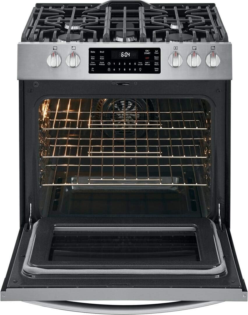 Frigidaire FGGH3047VF 30" Gallery Series Gas Range with 5 Sealed Burners, griddle, True Convection Oven, Self Cleaning, Air Fry Function