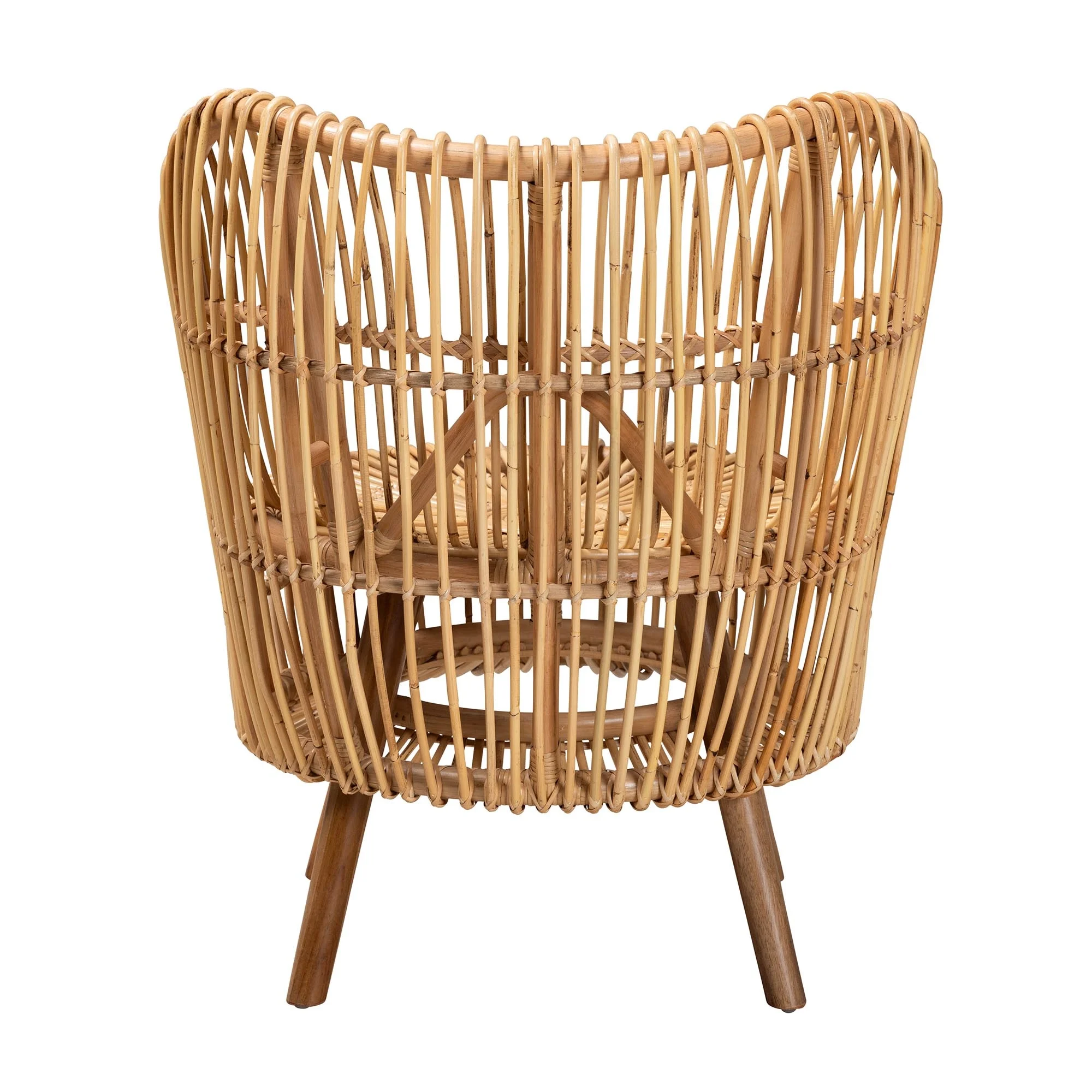bali & pari Nagoya Modern Bohemian Natural Rattan Wide Seat Lounge Chair