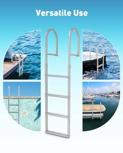 CO-Z 3 Step Removable Dock Ladder, Pontoon Boat Ladder with 350lb Load, Aluminum Swim Ladder with Wide Step & Nonslip Tread