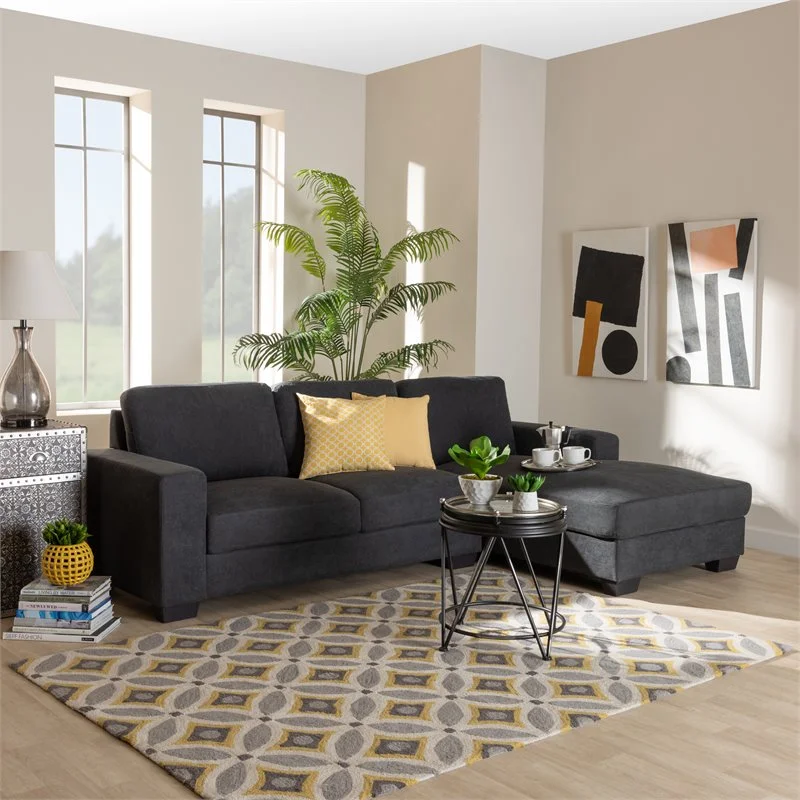 Bowery Hill Dark Grey Sectional Sofa with Right Facing Chaise - Radiant Selections