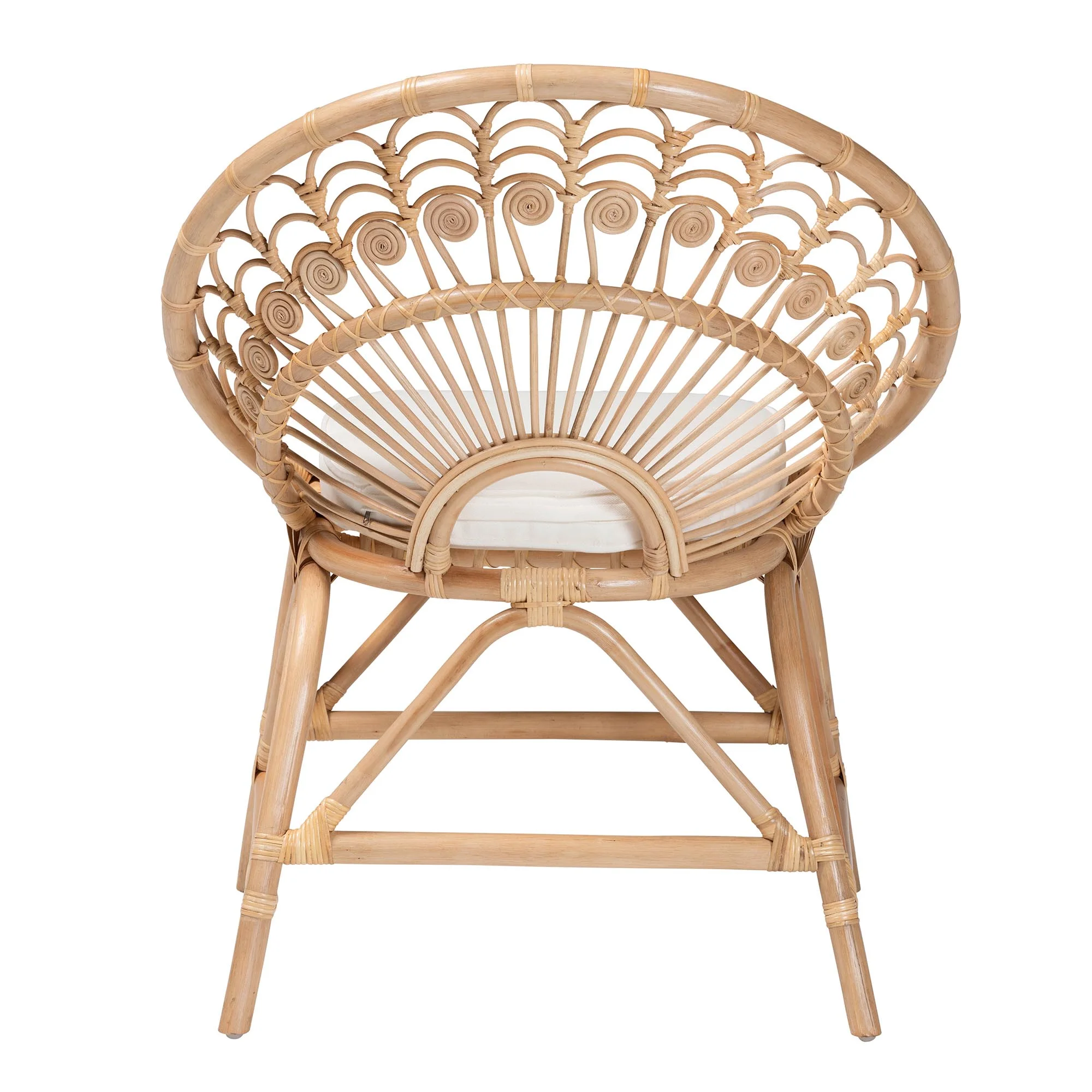 Baxton Studio Abriella Modern Bohemian Natural Brown Rattan Peacock Accent Chair - Radiant Selections