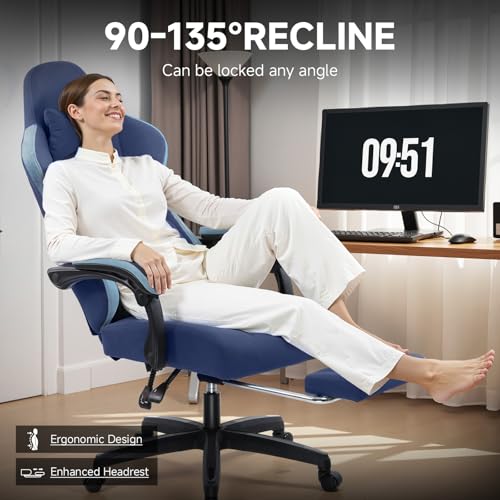 GTPLAYER Office Chair, Gaming Computer Desk Fabric Chair with Footrest